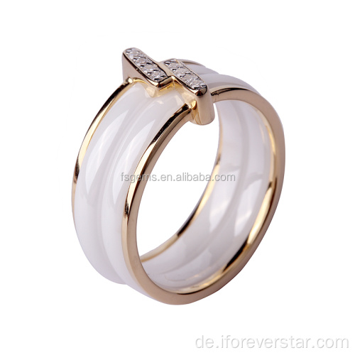 Goldfingerring Sterling Silber Keramikringe